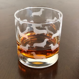 Rocks Whiskey Old Fashioned Glass Dachshund Dogs Wrapped