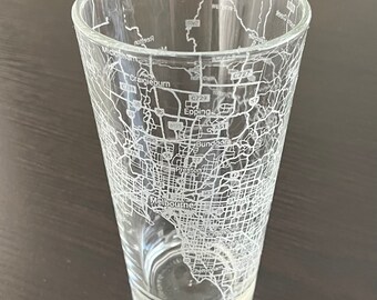 16 oz Pint Beer Glass Urban City Map Melbourne VIC, Australia