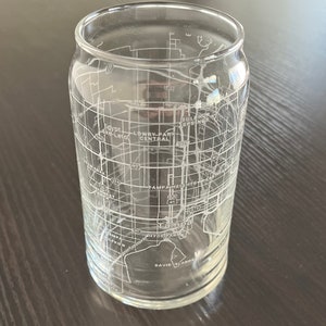 16 oz Beer Can Glass Urban City Map Tampa, FL