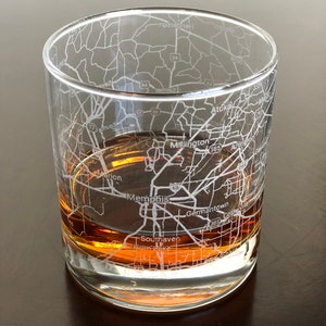 Rocks Whiskey Old Fashioned Glass Urban City Map Memphis, TN