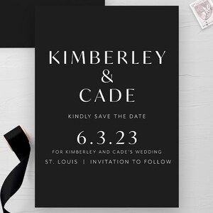 Wedding Save The Date Template | Elegant Save The Date | White and Black Save The Date | Luxurious Kimberley Digital Save The Date