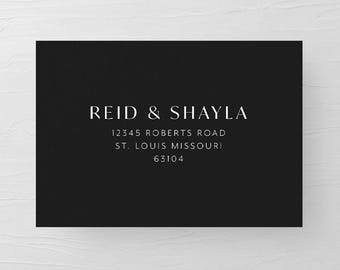 Wedding Invitation Envelope Template | Elegant & Minimal Wedding Envelope | Black Stationery |  Kimberley Digital Invitation Envelope