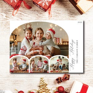 Holiday Card Template | Festive Christmas Card | Elegant Holiday Card | Minimal Multi Picture Holiday Card 2