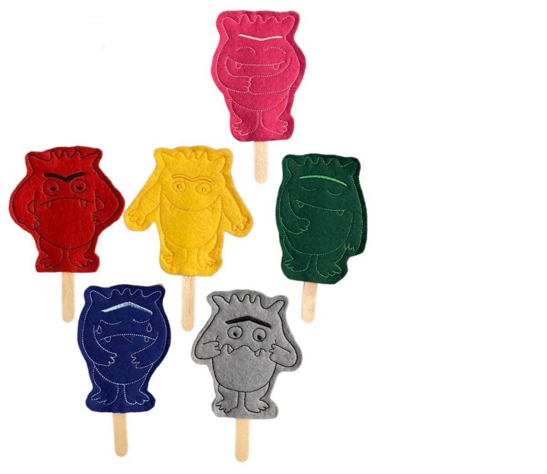 The Colour Monster Puppet Finger Puppet Story Book Set Sack Handmade ...