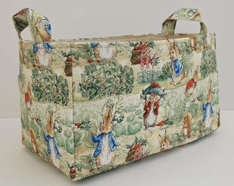 Peter Rabbit carrot garden fabric storage basket, Nursery organizer bin