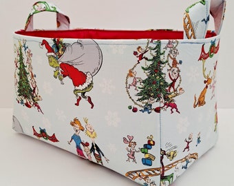 How Grinch stole Christmas basket, Fabic bin, Gift caddy, Storage and organization