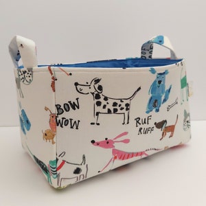 Storage basket, Colorful Dog illustrations fabric organizer bin, Dog toy storage caddy
