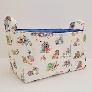Peter Rabbit fabric bin, Nursery organizer container caddy, Baby shower gift, Storage organization