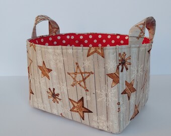 Snowflakes Winter decor Basket, Fabric Storage organizer bin