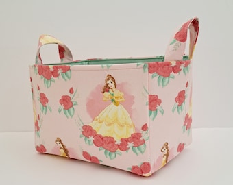 Princess belle storage basket, Fabric organizer bin, girls room decor