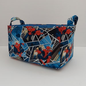 Spiderman fabric basket, Storage organizer bin container, Superhero baby shower gift, Toys box, Book caddy