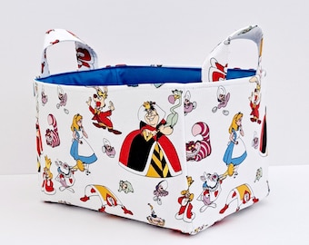 Storage and organization, Alice in wonderland, Fabric basket, Girls room organizer bin container