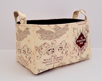 Marauders map storage basket, Fabric organizer bin container, HP book caddy