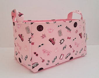 Barbie girl storage basket, Fabric organizer bin, Girls room decor - Personalization available