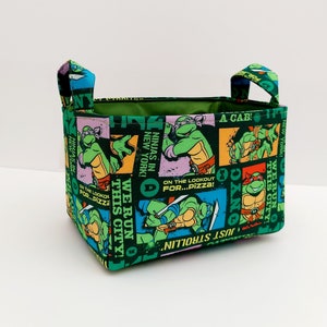 Ninja Turtle storage basket, TMNT fabric bin, diaper organizer caddy, Toy storage