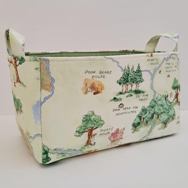 Classic winnie the pooh 100 acre wood map fabric basket, Storage and organization bin