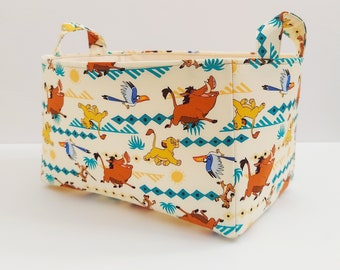 Lion king fabric storage basket, Simba and Nala nursery organizer bin, Diaper caddy container