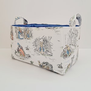 Peter Rabbit fabric basket, Bunny storage bin, Diaper caddy organizer image 1