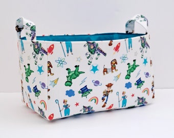 Storage basket, Toy stories fabric bin, Nursery organizer, Diaper caddy - Personalization available
