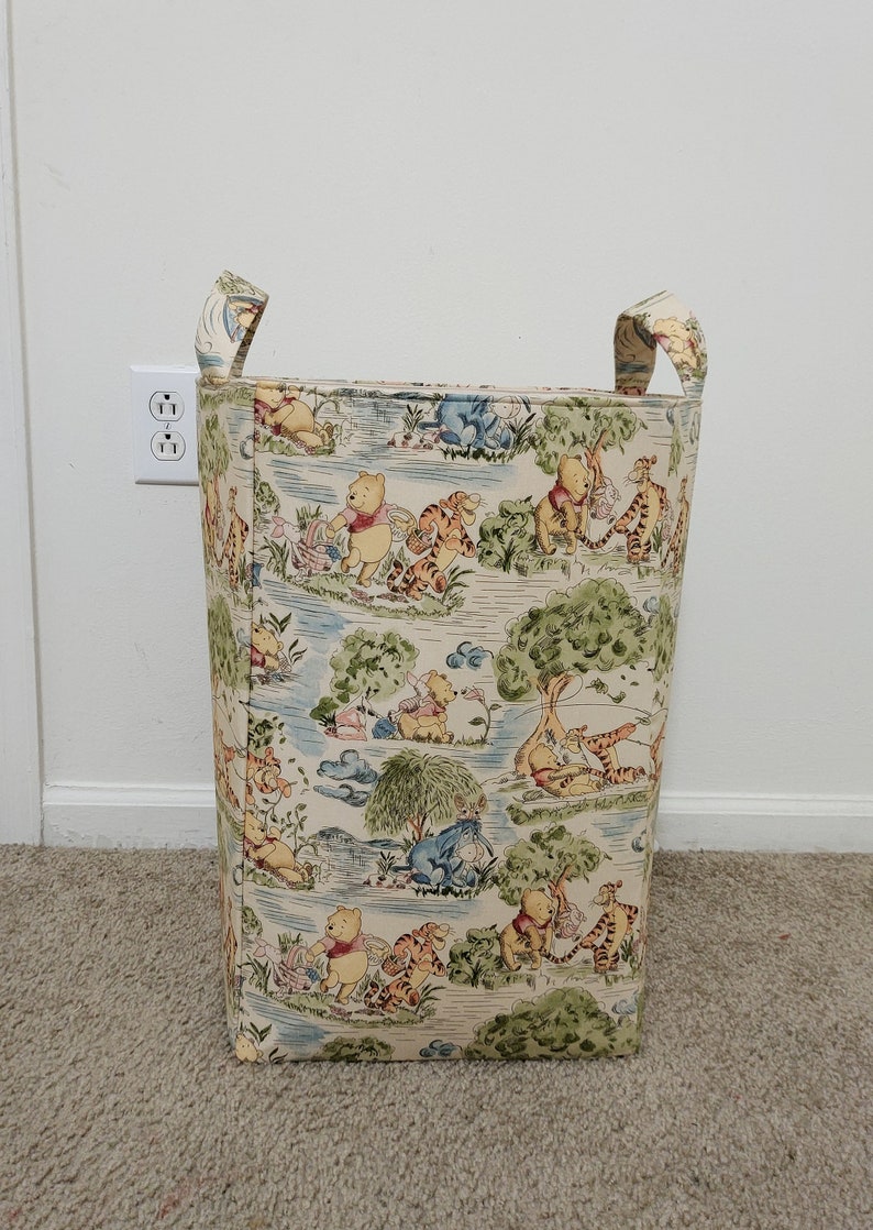 Winnie the pooh laundry hamper, Storage basket, Nursery organizer, Toy fabric bin, baby shower gift image 2