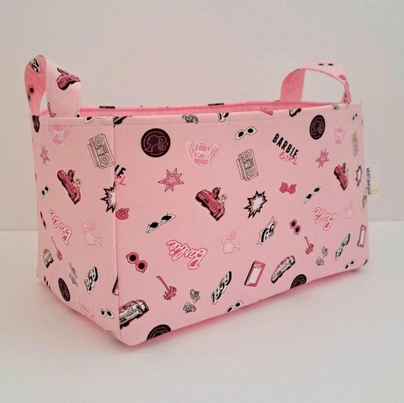 Sparkle fabric basket, storage organizer bin, Baby girl doll gift, Teen room decor image 3