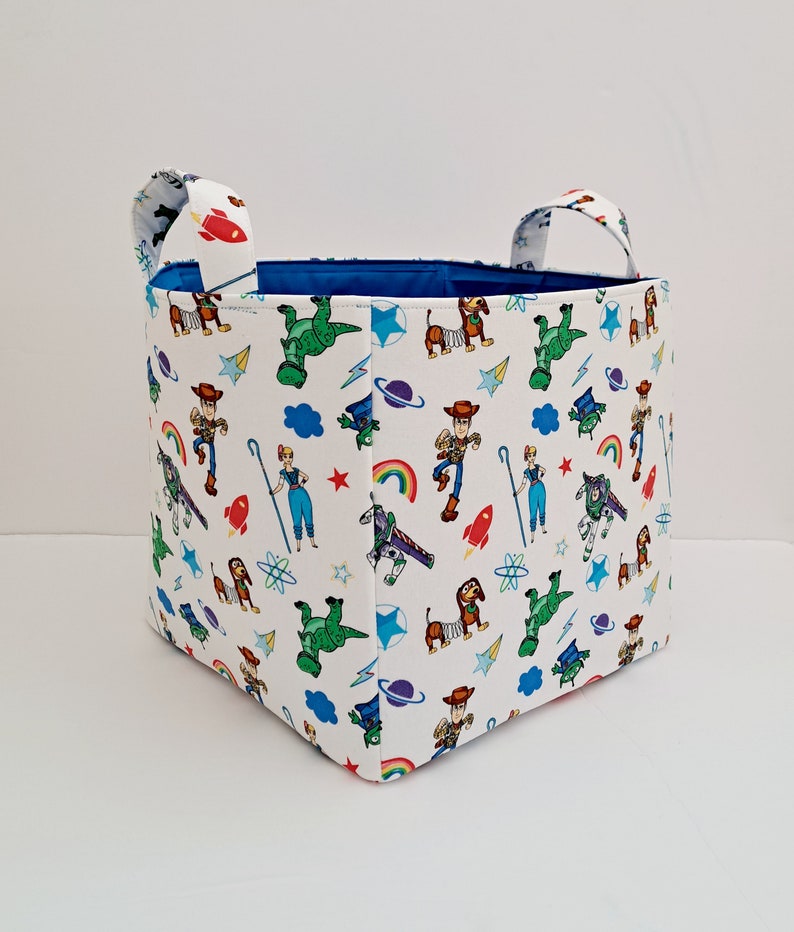 Toy story laundry hamper, Storage basket, Nursery organizer, Toy fabric bin, baby shower gift Cube 10"×10"×10"