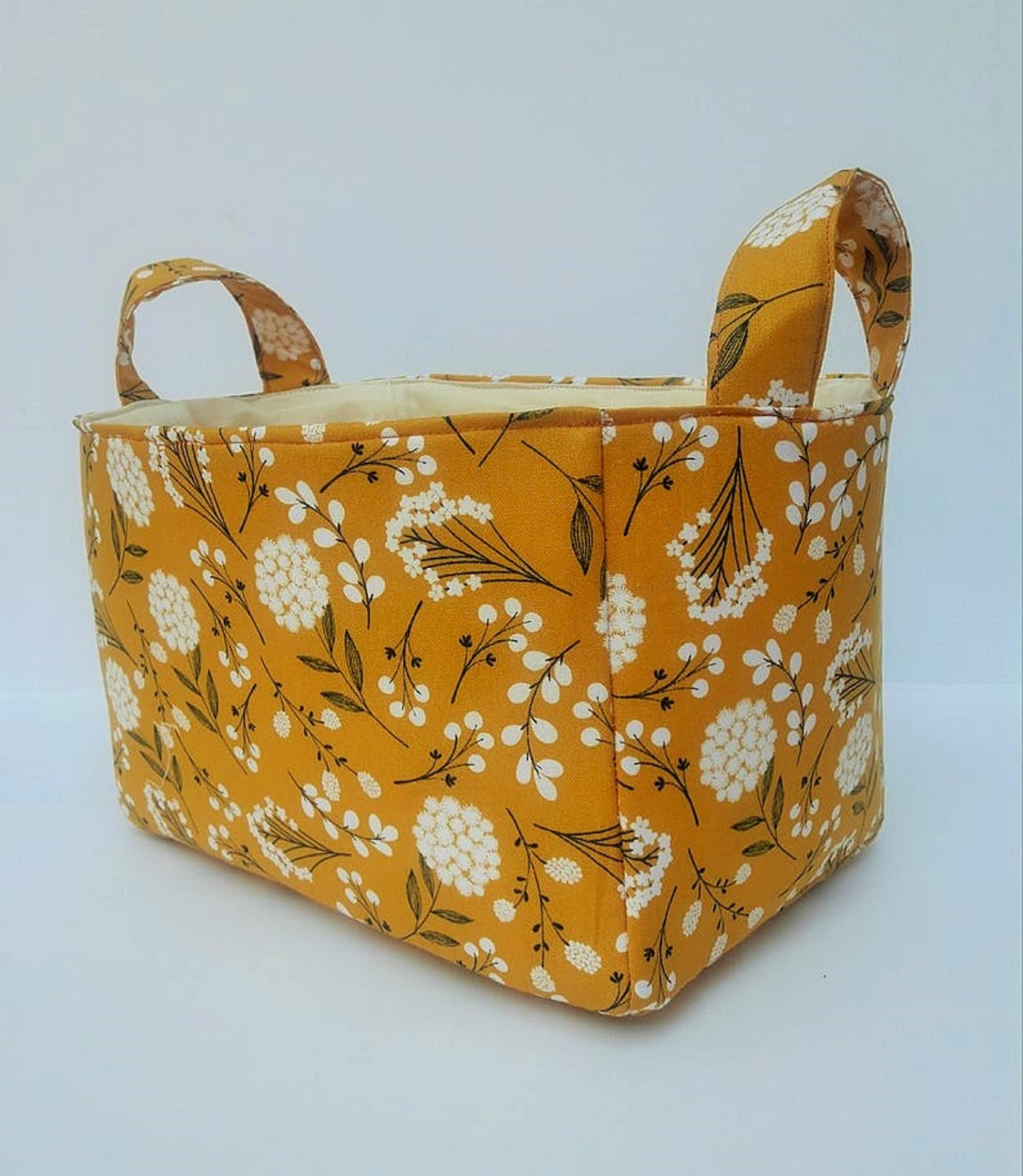 Boho Mustard Fabric Storage Basket Mustard Yellow Dandelion Etsy UK