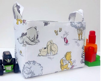 Winnie the pooh storage basket, fabric organizer bin, diaper caddy, Toy container