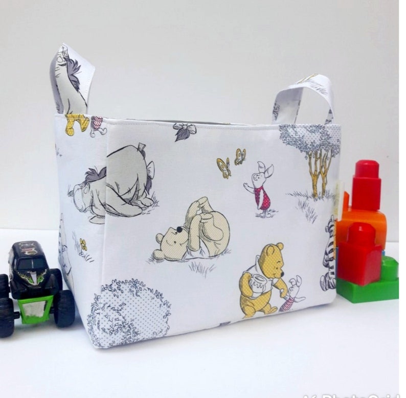 Winnie the pooh storage basket, fabric organizer bin, diaper caddy, Toy container image 1