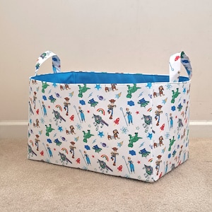Toy story laundry hamper, Storage basket, Nursery organizer, Toy fabric bin, baby shower gift image 3