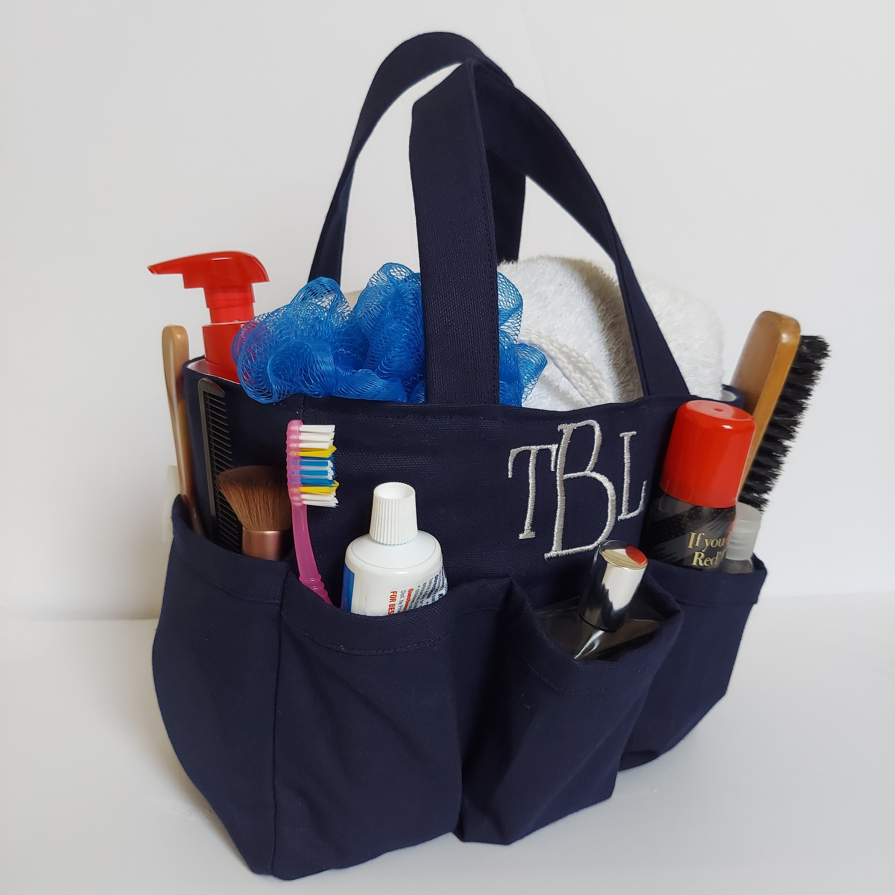 Personalized shower caddy, Waterproof beach tote bag, College dorm storage organizer