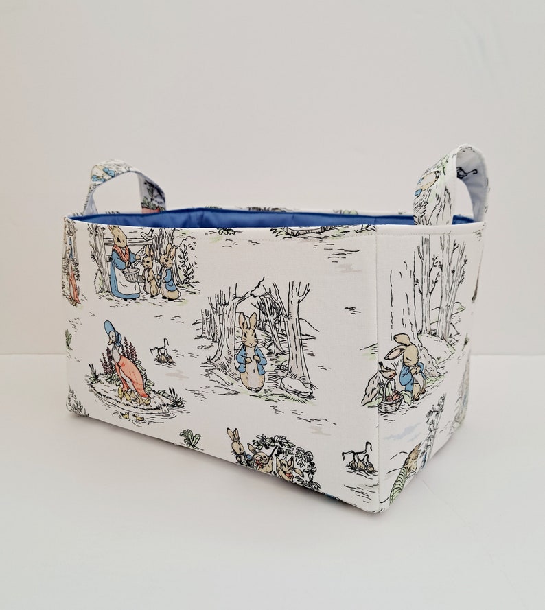 Peter Rabbit fabric basket, Bunny storage bin, Diaper caddy organizer image 1