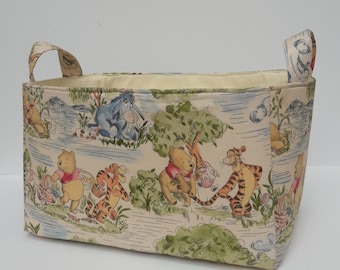 Winnie the pooh storage basket, fabric bin, diaper organizer caddy, Toy storage, baby shower gift