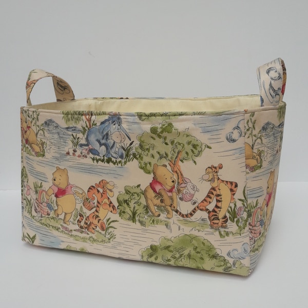 Winnie the pooh storage basket, fabric bin, diaper caddy, Toys organizer, Baby shower gift