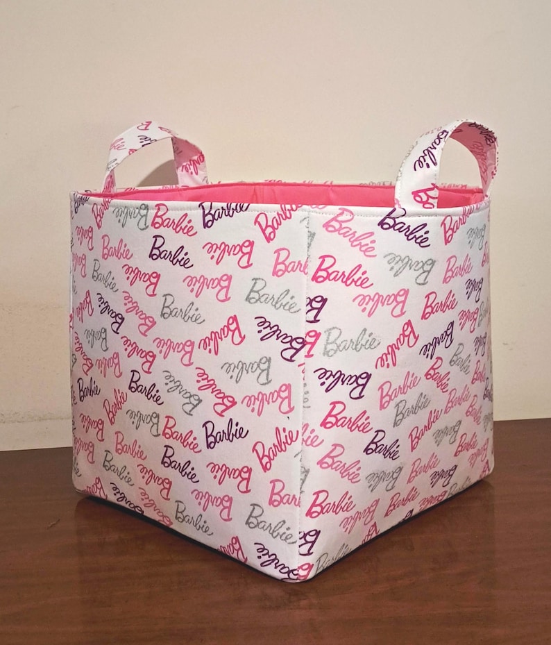 Sparkle fabric basket, storage organizer bin, Baby girl doll gift, Teen room decor image 5