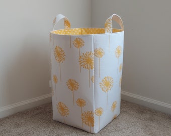 Laundry hamper basket, Toys storage bin, Dandelion canvas fabric organizer container