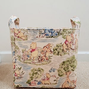 Winnie the pooh laundry hamper, Storage basket, Nursery organizer, Toy fabric bin, baby shower gift Cube 10"×10"×10"