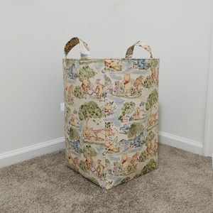 Winnie the pooh laundry hamper, Storage basket,  Nursery organizer, Toy fabric bin, baby shower gift