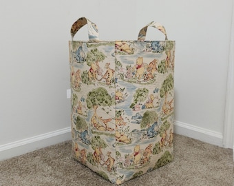 Winnie the pooh laundry hamper, Storage basket,  Nursery organizer, Toy fabric bin, baby shower gift