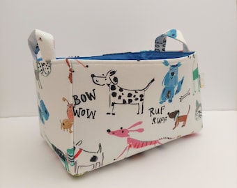 Storage basket, Colorful Dog illustrations fabric organizer bin, Dog toy storage caddy