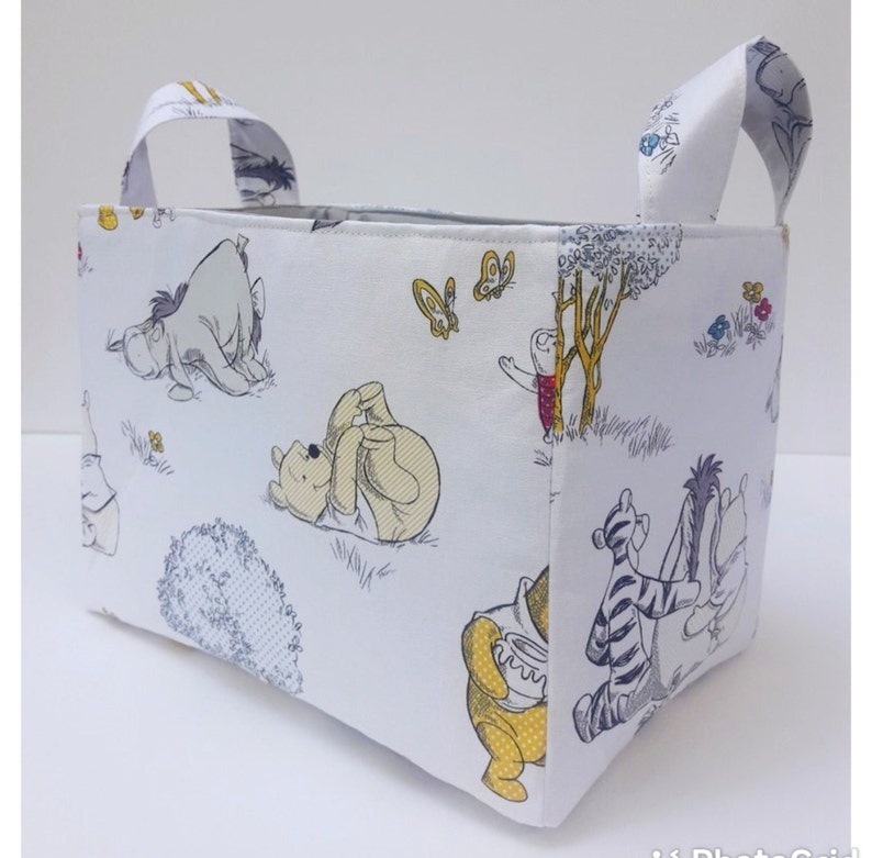 Winnie the pooh storage basket, fabric organizer bin, diaper caddy, Toy container image 2