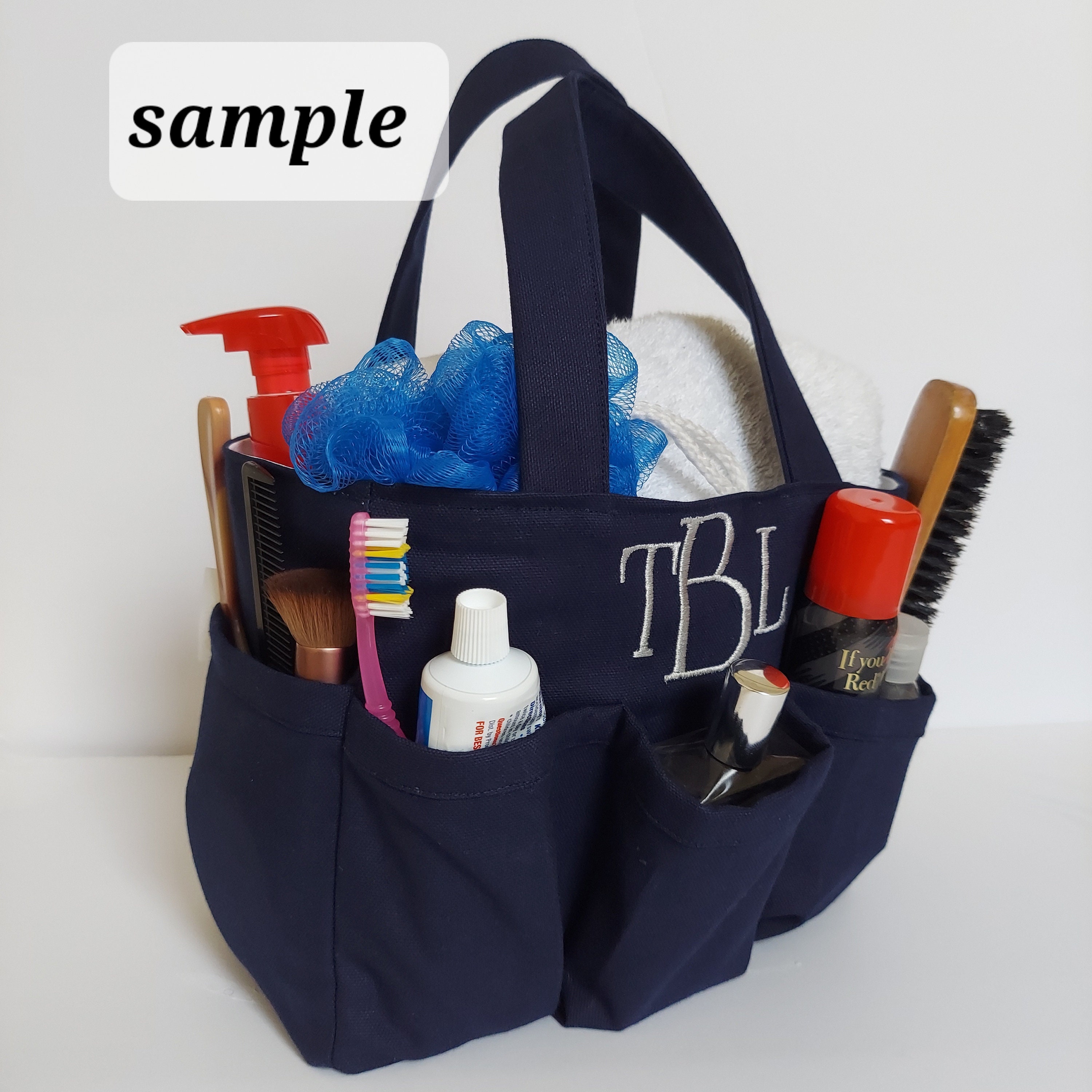Shower caddy personalized, Waterproof canvas tote bag, College dorm storage organizer