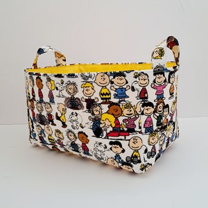 Peanuts gang storage basket, Snoopy fabric organizer bin, diaper caddy, Toy container