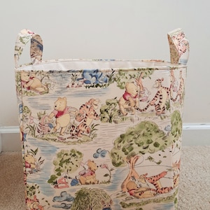 Winnie the pooh laundry hamper, Storage basket, Nursery organizer, Toy fabric bin, baby shower gift Cube 12"×12"×12"