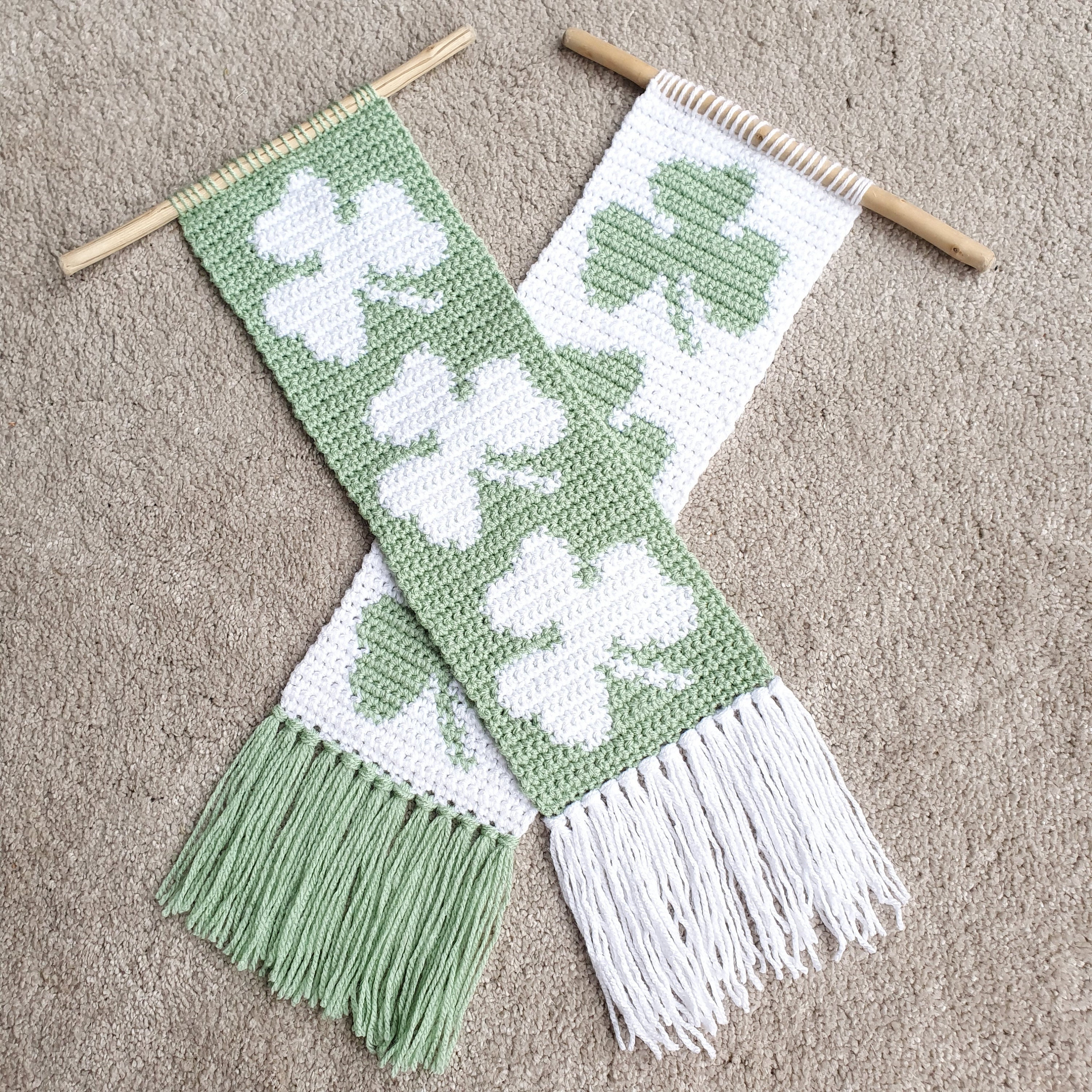 34 Fun Crochet Clover Patterns Perfect for St. Patrick’s Day 15 Lucky Clover Wall Hanging Crochet