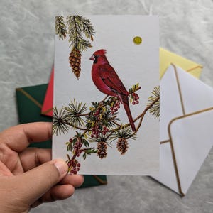 König Kardinal Grußkarte, Vogel Kunst, Kardinalvogel, Weihnachtskarte