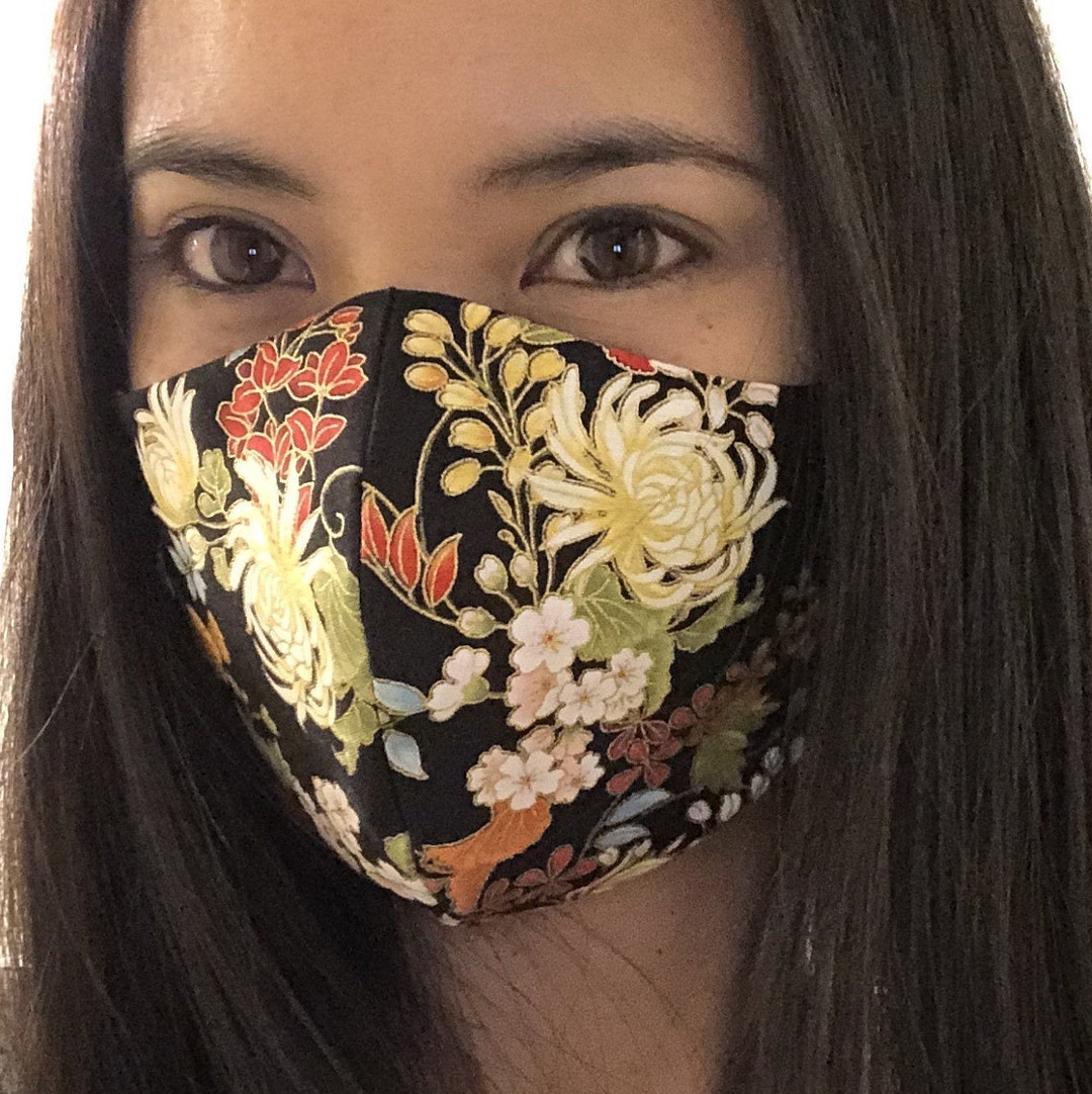 Japanese Cherry Blossom Face Mask Adjustable Band / Elastic Fitted Cotton Machine Washable