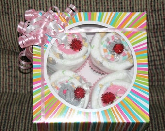 Baby Diaper Washcloth and Sock Cupcakes for Baby Shower  Boy, Girl or Neutral Gift