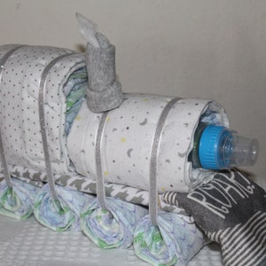 Adorable Mini Train Baby Diaper Cake Shower Gift for Boy, Girl or Neutral