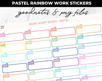 Digital Planner Stickers - Pastel Rainbow Work Boxes - Goodnotes and Printable Files, Transparent PNGs - Goodnotes, A5 Planners